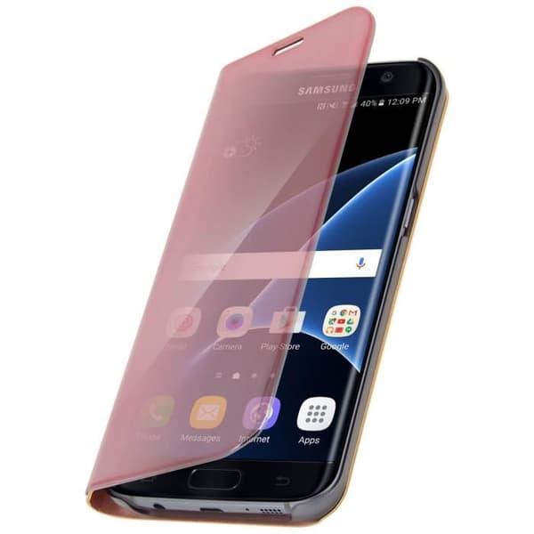 Etui Galaxy S7 Edge - AVIZAR - Hölster med spegelklapp - Ställfunktion - Mjuk skal - Glänsande