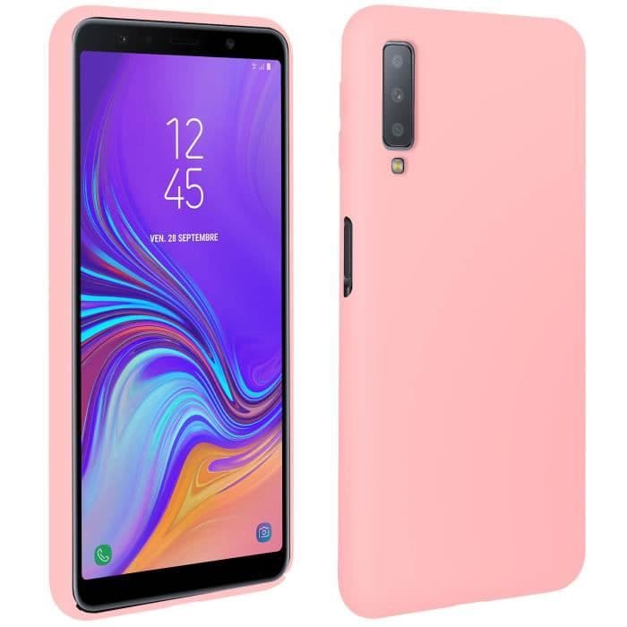 Galaxy A7 2018 Fodral Skyddande Soft Touch Anti-repa ljusrosa