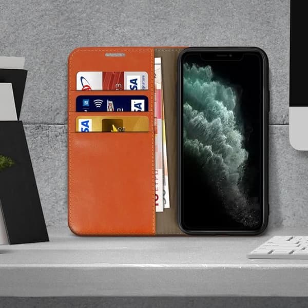 Foliofodral - AVIZAR - iPhone 11 Pro Max - Äkta läder - Videostöd - Kortfack
