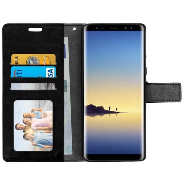 Galaxy Note 8 Skal - AVIZAR - Folio plånboksfodral - Ekologiskt läder - Silikon - Svart