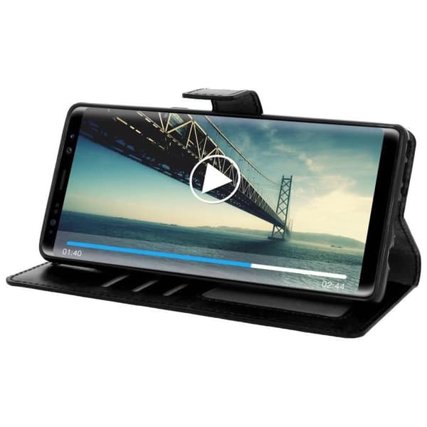 Galaxy Note 8 Skal - AVIZAR - Folio plånboksfodral - Ekologiskt läder - Silikon - Svart