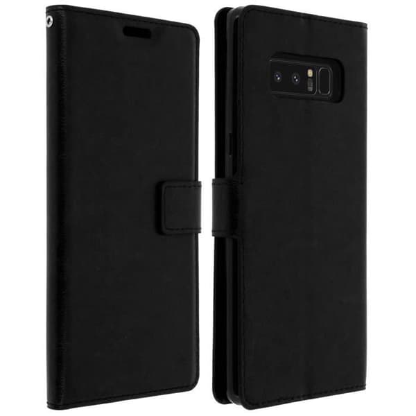 Galaxy Note 8 Skal - AVIZAR - Folio plånboksfodral - Ekologiskt läder - Silikon - Svart