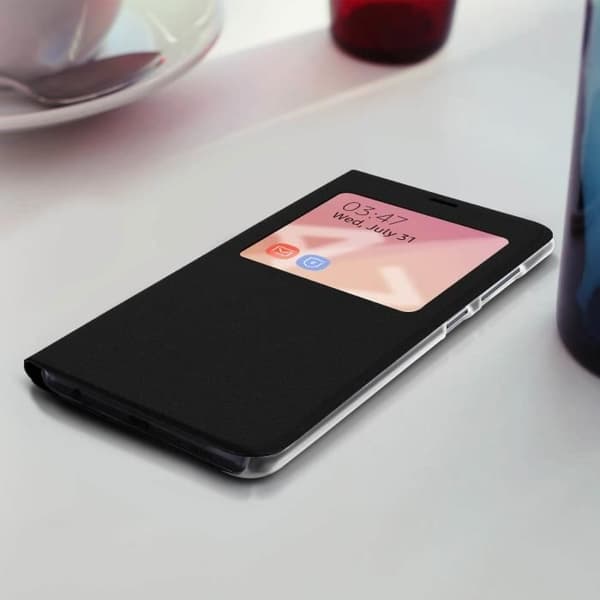 Hölster för Samsung Galaxy A71 - AVIZAR - Fönsterdisplay Fodral - Heltäckande Skydd - Svart - Hårt Fodral