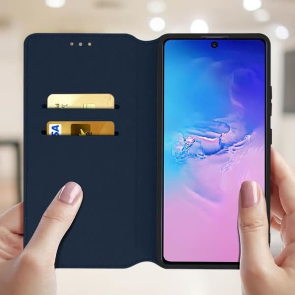 Fodral för Samsung Galaxy S10 Lite - AVIZAR - Folioväska - Ekoskinn - Ställfunktion - Blå