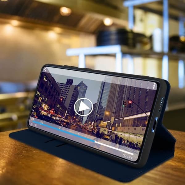 Fodral för Samsung Galaxy S10 Lite - AVIZAR - Folioväska - Ekoskinn - Ställfunktion - Blå