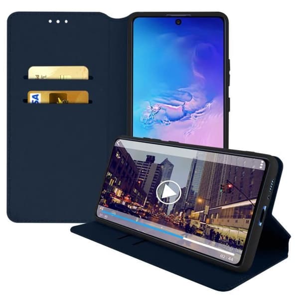 Fodral för Samsung Galaxy S10 Lite - AVIZAR - Folioväska - Ekoskinn - Ställfunktion - Blå