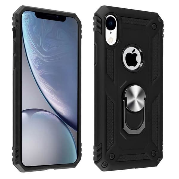 Coque iPhone XR - AVIZAR - Bi-material - Rigid och Mjuk - Video Stöd - Svart