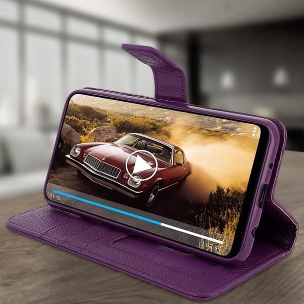 Hus för Samsung Galaxy A10 - AVIZAR - Foliofodral - Ekologiskt läder - Videoställning - Lila