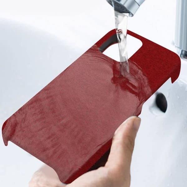 iPhone 12 / 12 Pro - Apple - Hård - Röd Tyg - Spårfri - Vattentvättbar