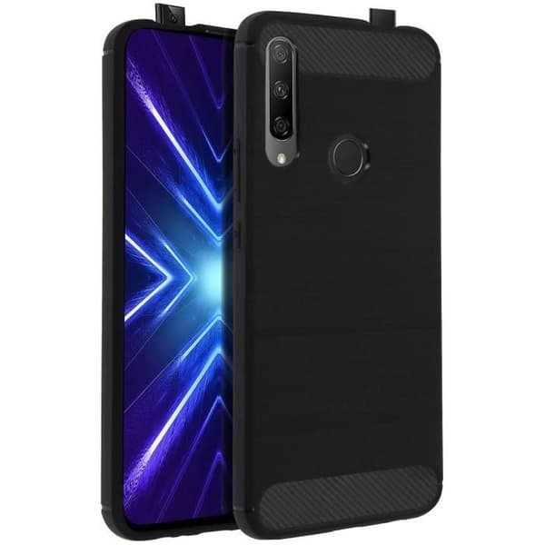 Bakkåpa - Huawei - P Smart Z / Honor 9X - Silikongel - Børstet metall effekt - Svart