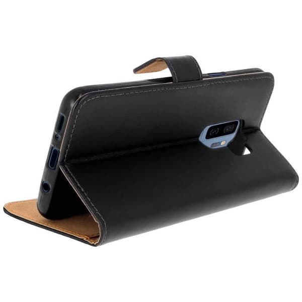 Etui Galaxy S9 Plus - Fodral - Äkta läder - Mjuk - Svart - Stödfunktion