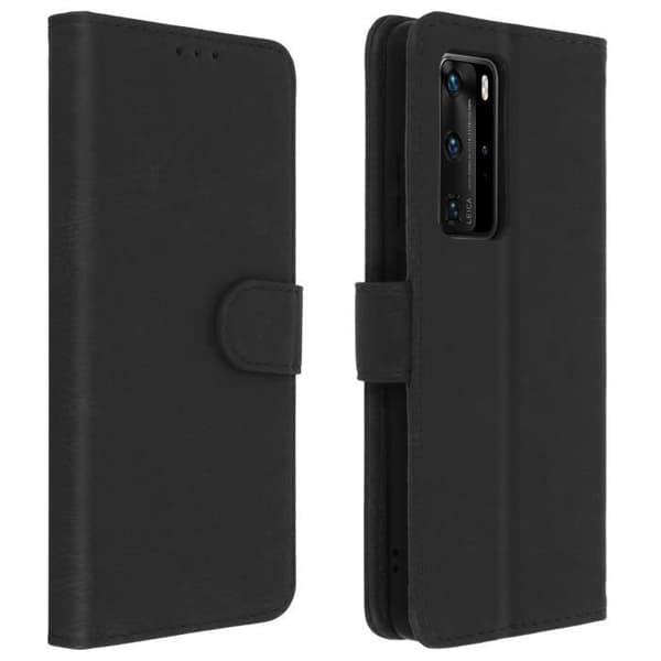 Étui Huawei P40 Pro - AVIZAR - Heltäckande Fodral - Korthållare - Stödfunktion - Svart Gel Silikon