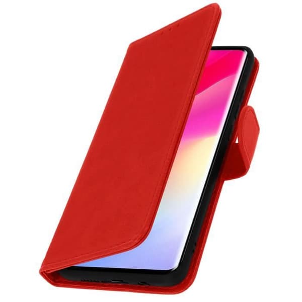 Étui - AVIZAR - Mi Note 10 Lite - Heltäckande Fodral - Kortficka - Videostöd - Röd