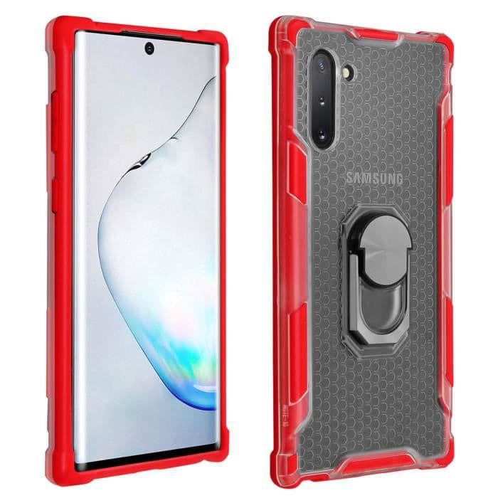 Fodral Galaxy Note 10 Bi-material Contour Bumper Avtagbar Metallring rogz Röd