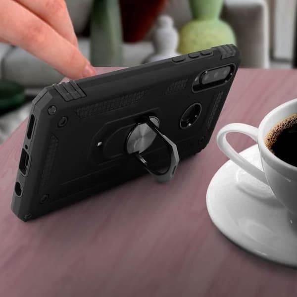 Fodral - AVIZAR - P30 Lite - Bi-material - Låsring - Svart videostöd