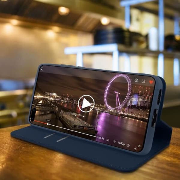 Housse - AVIZAR - Huawei P40 Pro - Fodral Folio Plånbok - Ekoskinn - Inbyggd ställning - Blå