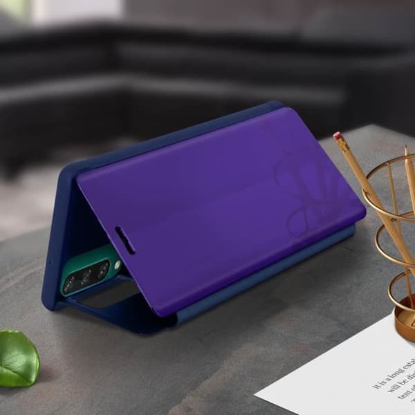 Hus - Huawei - Y6p - Genomskinlig fodral - Spegeldesign - Videostöd - Lila