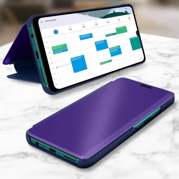 Hus - Huawei - Y6p - Genomskinlig fodral - Spegeldesign - Videostöd - Lila