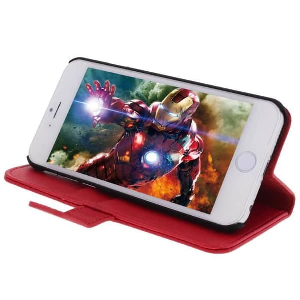 Folio-plånbok - Avizar - iPhone 6 - Röd - Ekoskinn - Integrerat stöd