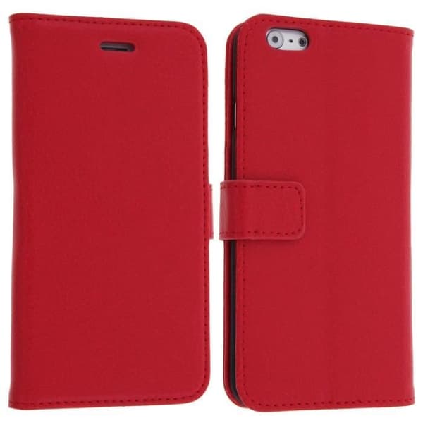 Folio-plånbok - Avizar - iPhone 6 - Röd - Ekoskinn - Integrerat stöd