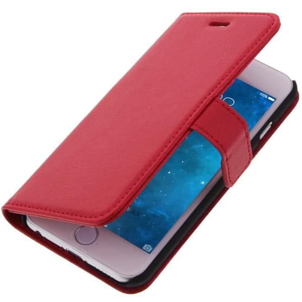 Folio-plånbok - Avizar - iPhone 6 - Röd - Ekoskinn - Integrerat stöd