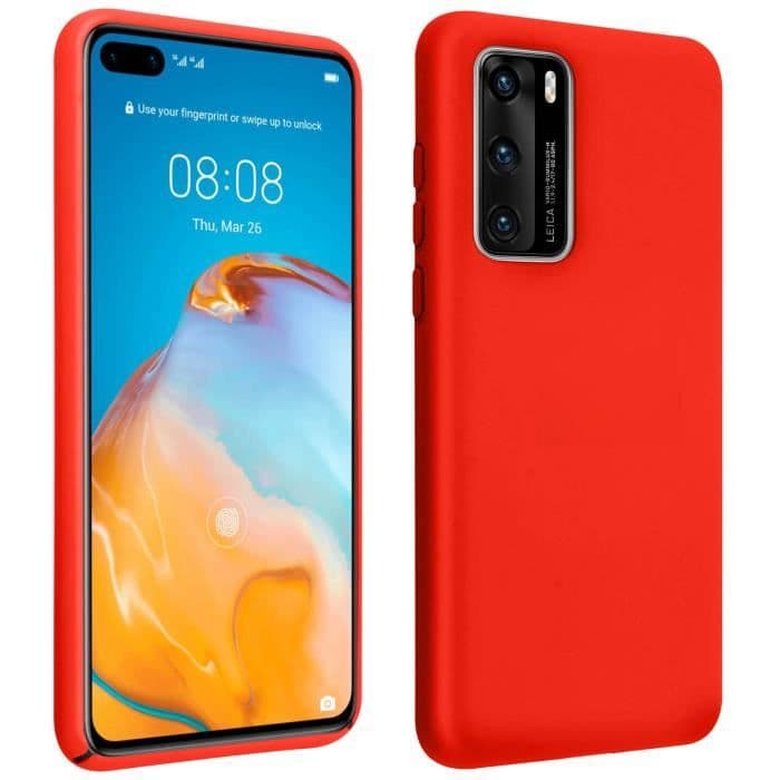 Huawei P40 halvstyvt silikonfodral Soft Touch Finish Röd