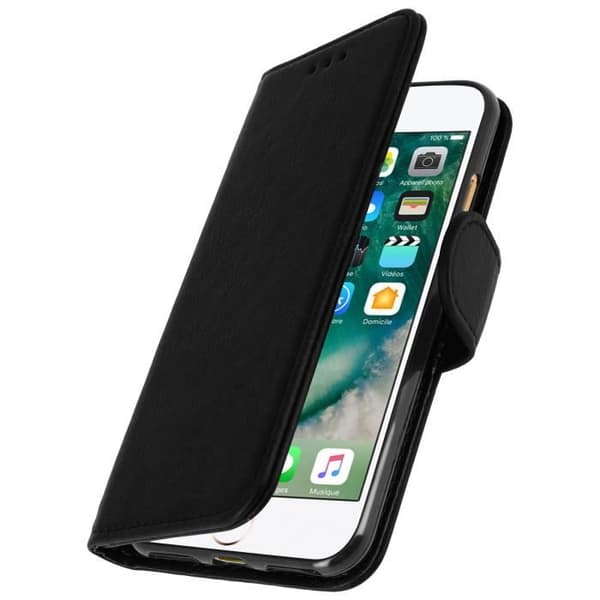 Hus iPhone 7/8 - AVIZAR - Fodral med lock - Svart - Video Ställning - Kortfack