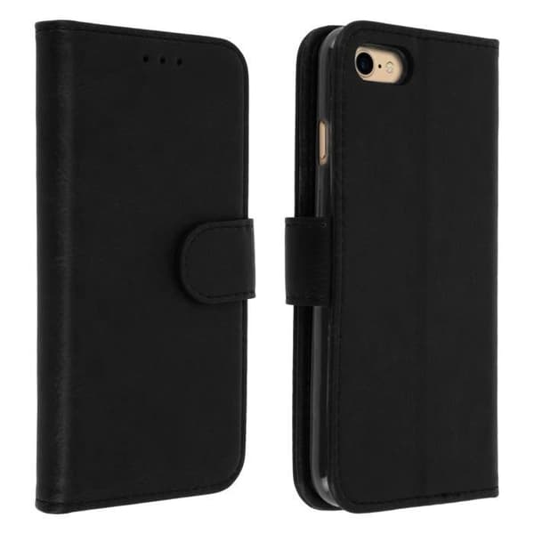 Hus iPhone 7/8 - AVIZAR - Fodral med lock - Svart - Video Ställning - Kortfack