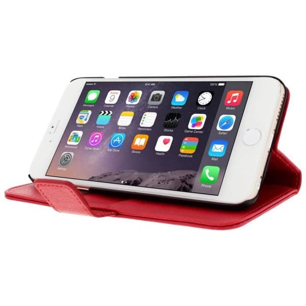 iPhone 6 Plus/6s Plus Fodral - Avizar - Röd - Ekologiskt läder - Mjuk skal - Magnetisk stängning