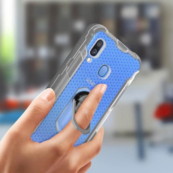 Samsung Galaxy A40 fodral Bi-material Contour Bumper Grå metallring Grå