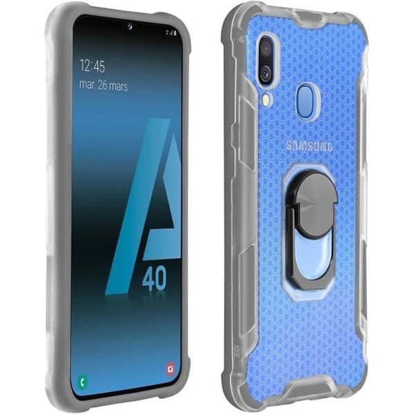 Samsung Galaxy A40 fodral Bi-material Contour Bumper Grå metallring Grå