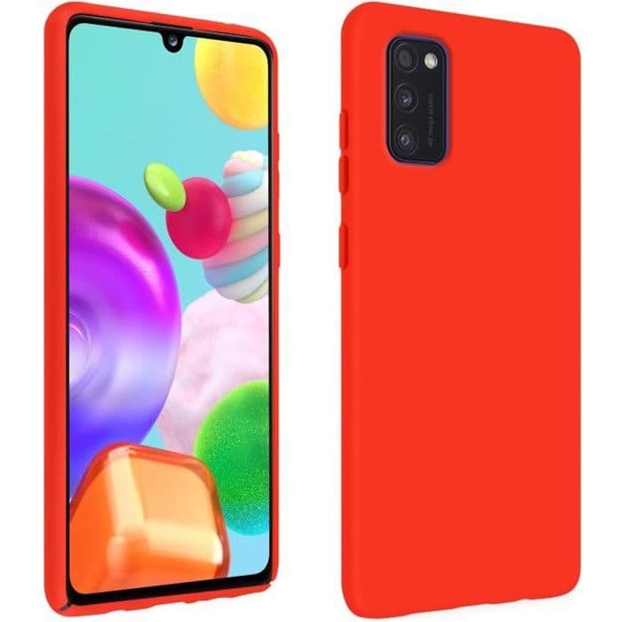 Samsung Galaxy A41 halvstyvt silikonfodral Soft Touch Finish Röd