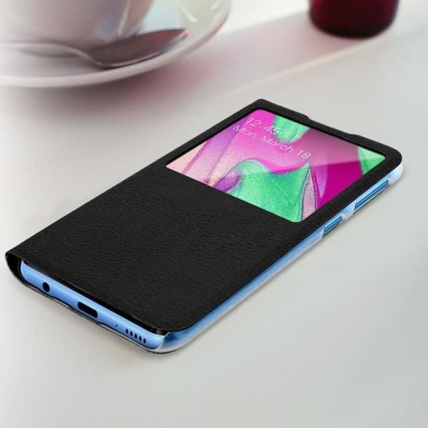 Fodral för Samsung Galaxy A40 - AVIZAR - Flip-etui - Ultrafin - Mjuk - Svart