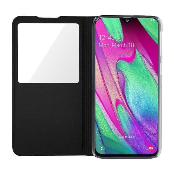 Fodral för Samsung Galaxy A40 - AVIZAR - Flip-etui - Ultrafin - Mjuk - Svart