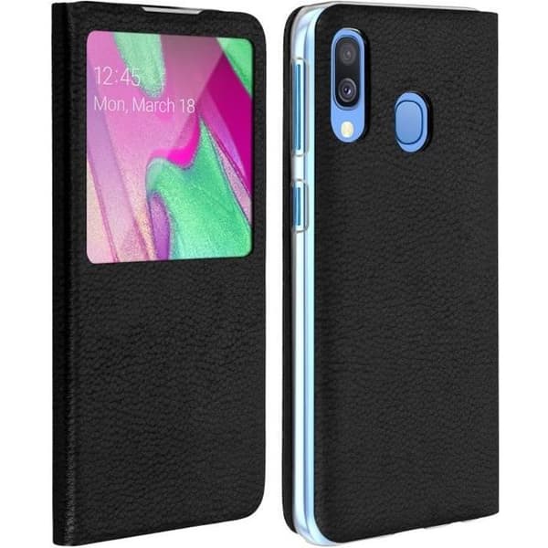 Fodral för Samsung Galaxy A40 - AVIZAR - Flip-etui - Ultrafin - Mjuk - Svart