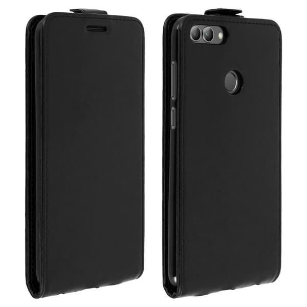 Etui Huawei P Smart - AVIZAR - Vertikal Flip Fodral - Silikon gel - Ekologiskt läder - Svart
