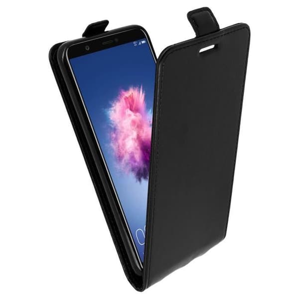 Etui Huawei P Smart - AVIZAR - Vertikal Flip Fodral - Silikon gel - Ekologiskt läder - Svart