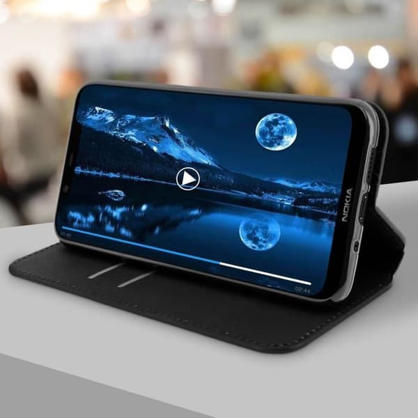 Hölster - Nokia - 8.1 - Ekoleder - Kortfäste - Stödfunktion - Svart