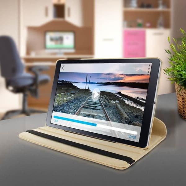 Hus - AVIZAR - Samsung Galaxy Tab A 10.5 - Ekologiskt läder - 360° Stöd - Gul
