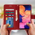 Miniatyrbild 3 av 4: Skal till Samsung Galaxy A10 Folio Fodral Soft Touch Support Video röd