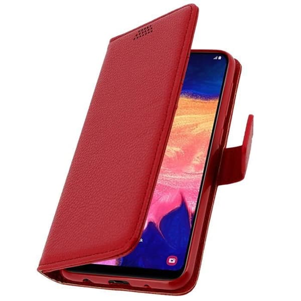 Skal till Samsung Galaxy A10 Folio Fodral Soft Touch Support Video röd