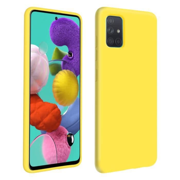 Samsung Galaxy A51 halvstyvt silikonfodral Soft Touch Finish Blekgul