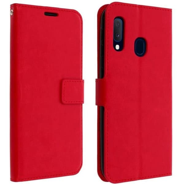 Etui för Samsung Galaxy A02 - AVIZAR - Vintage - Röd - Mjuk - Magnetisk