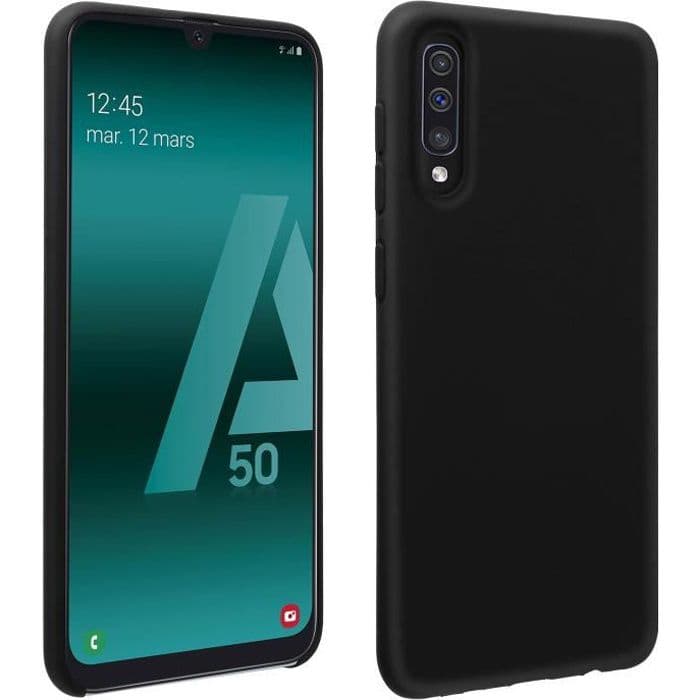 Samsung Galaxy A50 Matt halvstyvt silikonfodral Soft Touch Finish Svart