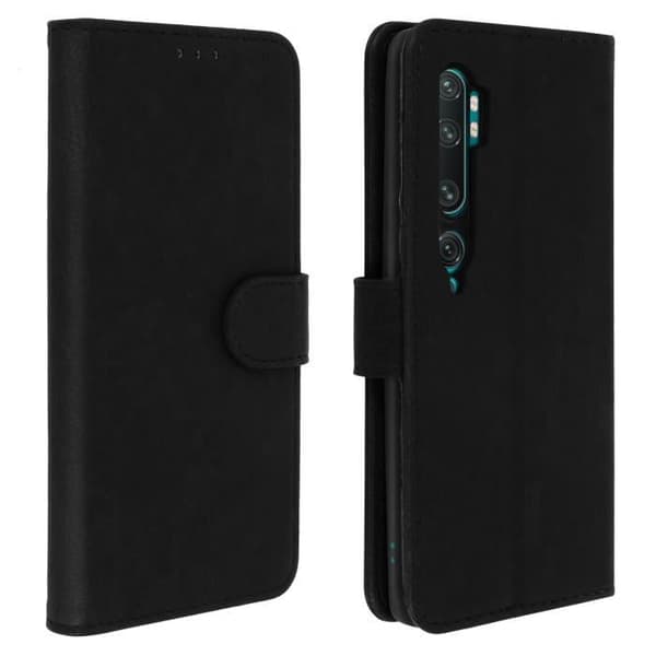 Etui - AVIZAR - Mi Note 10 - Kortfodral - Videostöd - Magnetisk stängning - Svart