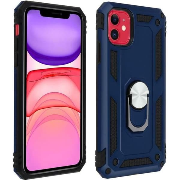 Coque - AVIZAR - iPhone 11 - Stötteknik - Bi-material - Videostöd Ring Blå natt