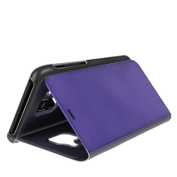 Etui Galaxy A8 - AVIZAR - Folio spegelhölje - Hård skal - Stödfunktion - Lila