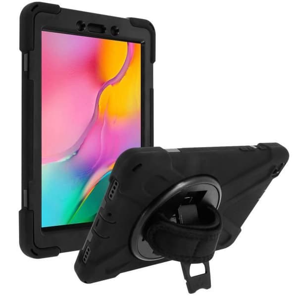 Coque Galaxy Tab A 8.0 2019 - AVIZAR - Hybride - Rotationshandtag - Stativfäste - Svart