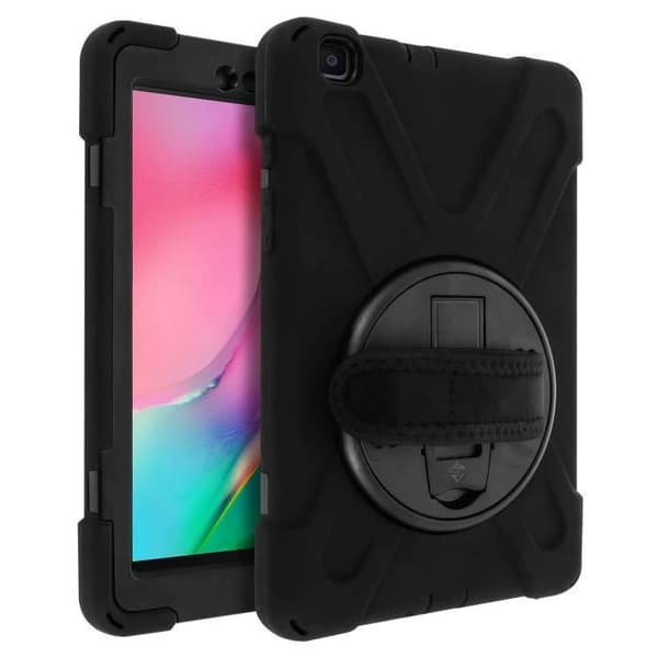 Coque Galaxy Tab A 8.0 2019 - AVIZAR - Hybride - Rotationshandtag - Stativfäste - Svart