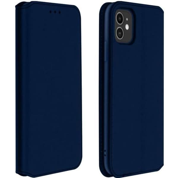 iPhone 11 Fodral - AVIZAR - Folio Wallet Fodral - Ekologiskt läder - Stativfunktion - Midnattsblå